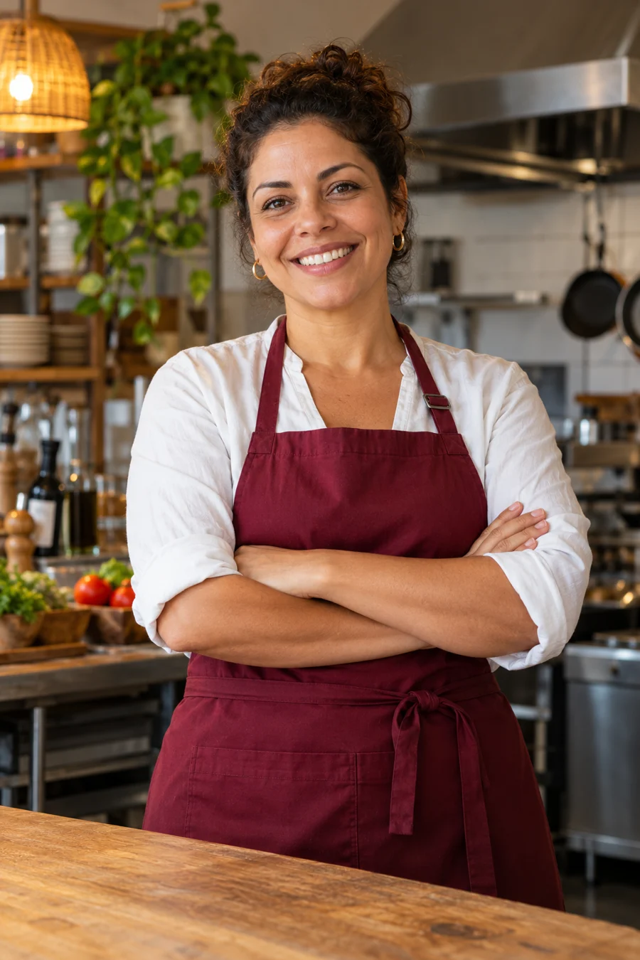 Empresária em seu restaurante