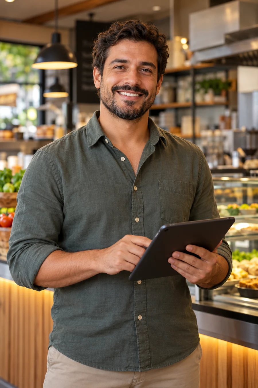 Consultor comercial com tablet