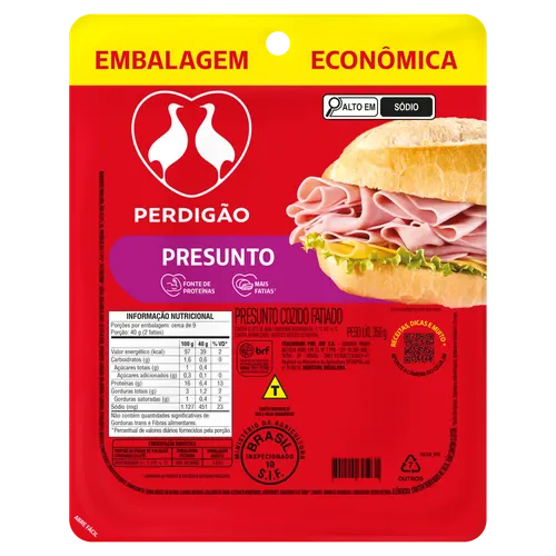 PRESUNTO FAT VACUO PT 350G PERD CX 4,2KG — Perdigão