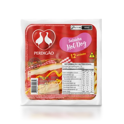 Salsicha Hot-Dog Perdigão 500g  -Caixa c/12 — Perdigão