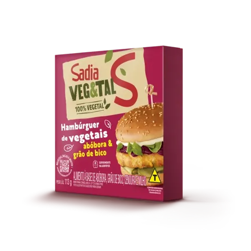 Hambúrguer Vegetal Abóbora & Grão-de-Bico Sadia Veg&Tal 113g - Caixa c/36 — Veg&Tal
