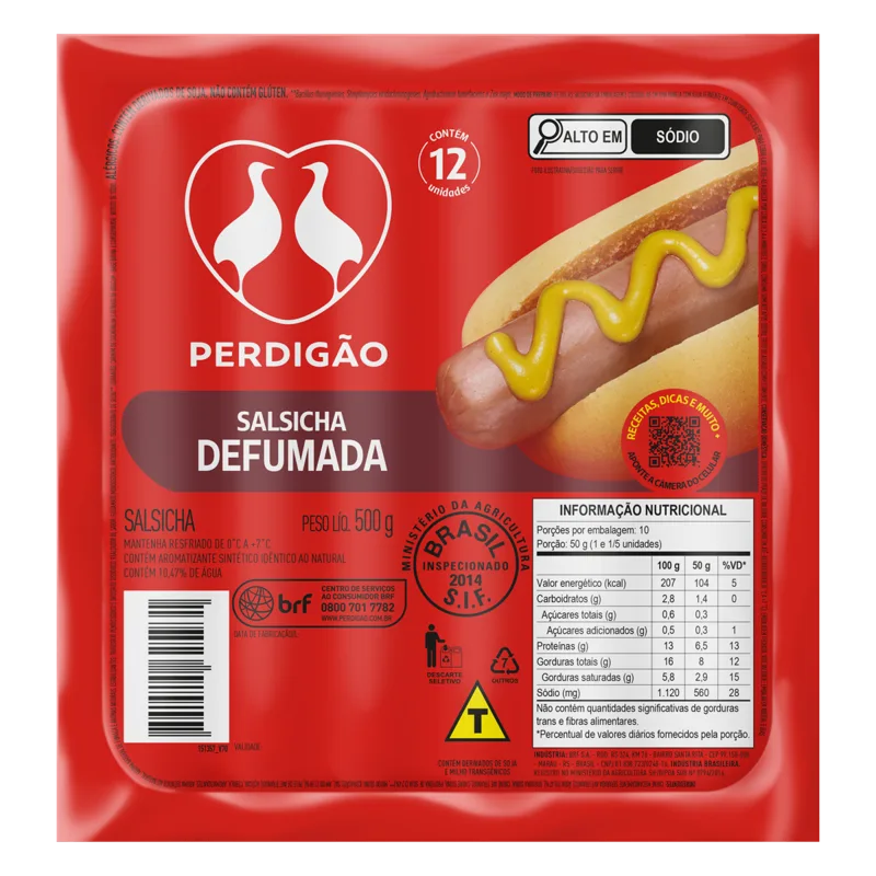 Salsicha Defumada RESF PT 500g PD — Perdigão
