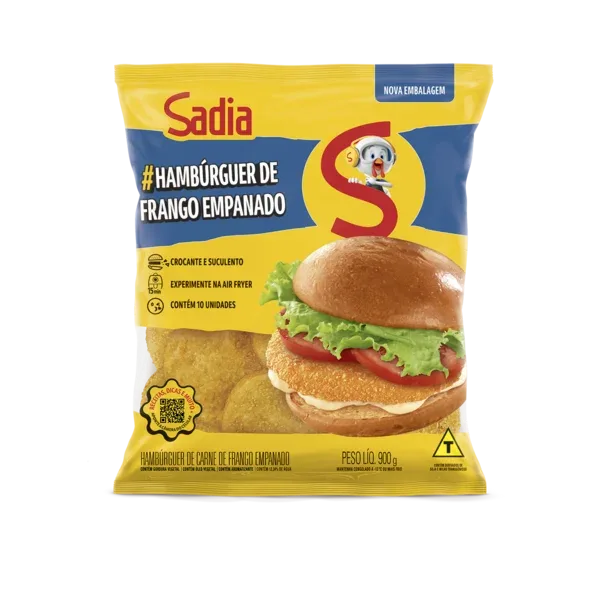 Hambúrguer de Frango Empanado Sadia 900g -Caixa c/4 — Sadia