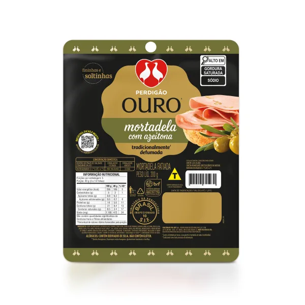 Mortadela Fatiada Perdigão Ouro com Azeitona 200g -Caixa c/20 — Perdigão Ouro