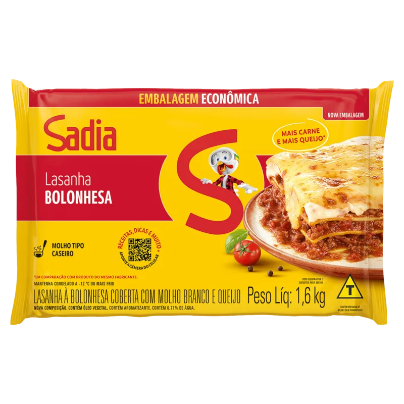 Lasanha Bolonhesa Sadia 1,6kg - Embalagem Econômica -Caixa c/3 — Sadia