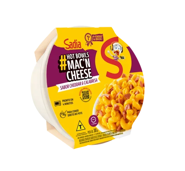 Mac'n Cheese Cheddar & Calabresa Sadia Hot Bowls 300g - Caixa c/ 9 — Sadia