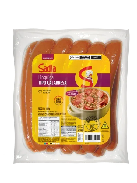 Linguiça Tipo Calabresa Defumada Sadia 2,5kg -Caixa c/6