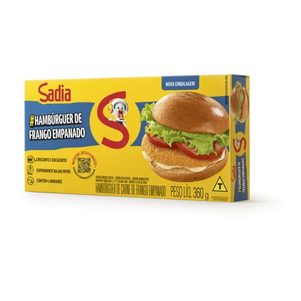 Hambúrguer de Frango Empanado Caixa Sadia 360g -Caixa c/15 — Sadia