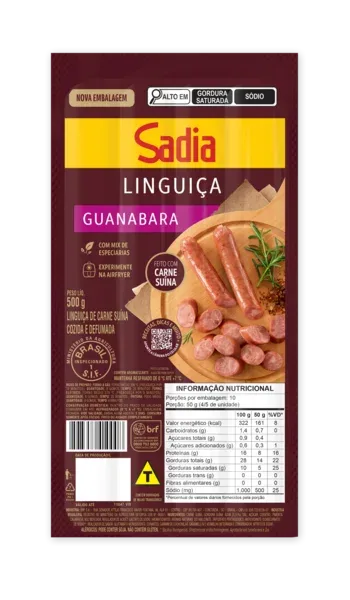 Linguiça Calabresa Defumada Guanabara Sadia 500g -Caixa c/10 — Sadia