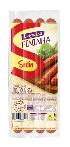 Linguiça Mista Defumada Fininha Sadia 240g -Caixa c/21 — Sadia
