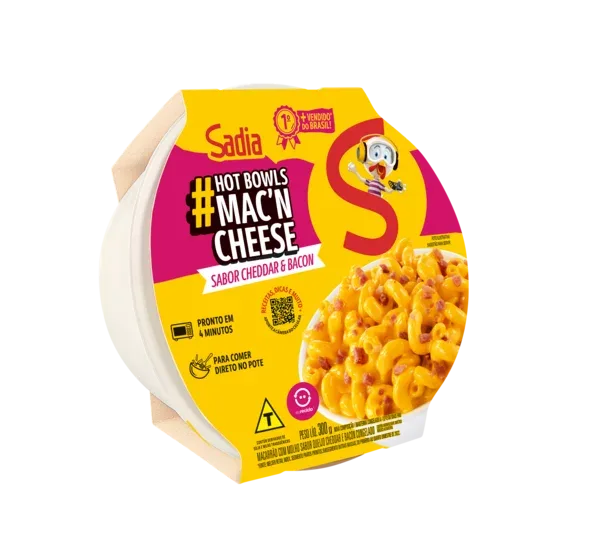 Mac'n Cheese Cheddar & Bacon Sadia Hot Bowls 300g - Caixa c/ 9 — Sadia