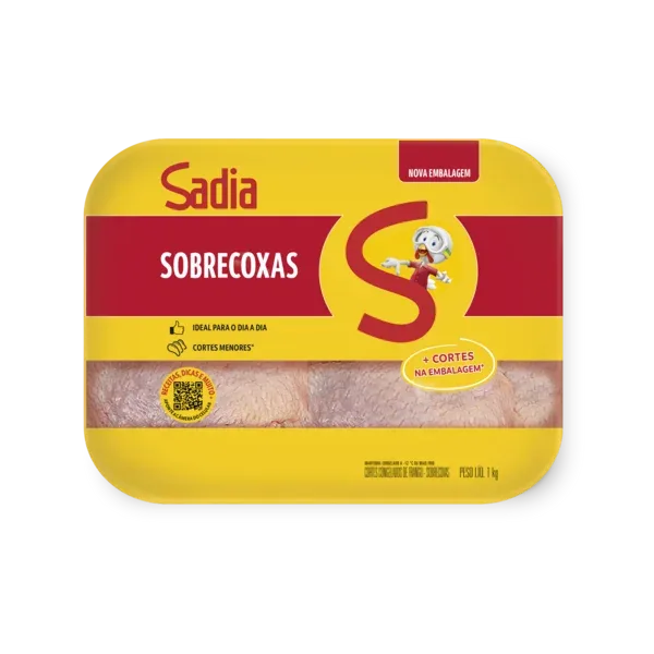 Sobrecoxa de Frango c/ Osso e Pele Sadia Bandeja 1kg  -Caixa c/12 — Sadia