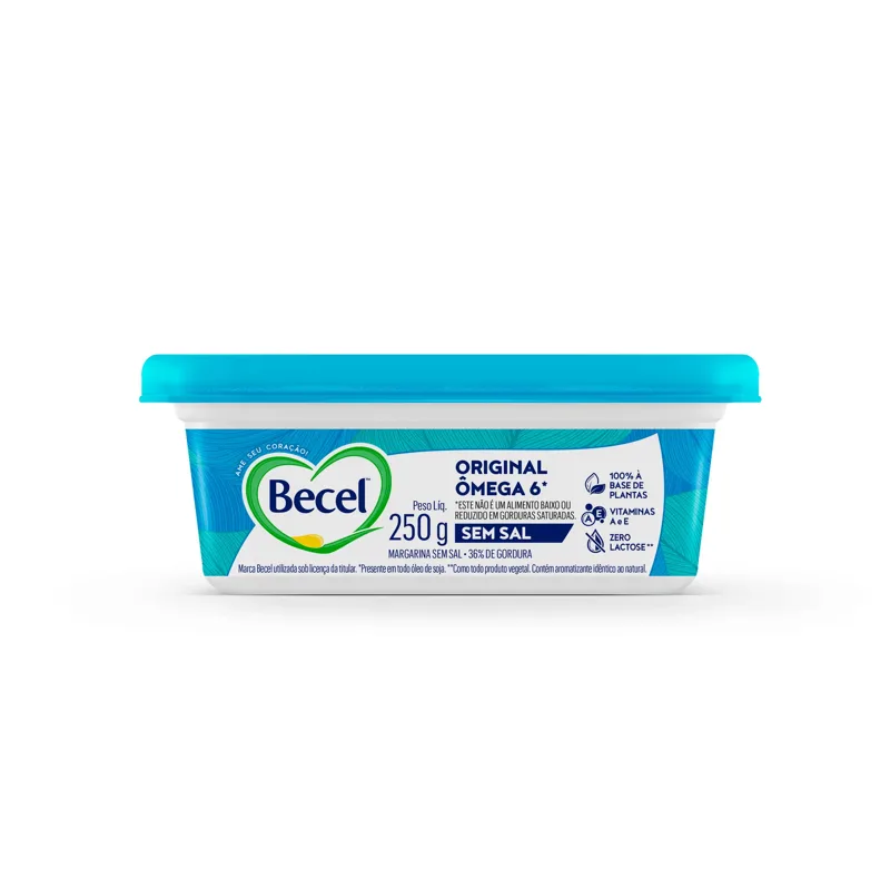 Margarina Becel Original Sem Sal 250G -Caixa c/24 — Becel