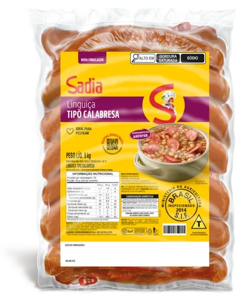 Linguiça Tipo Calabresa Defumada Sadia 5kg -Caixa c/4 — Sadia