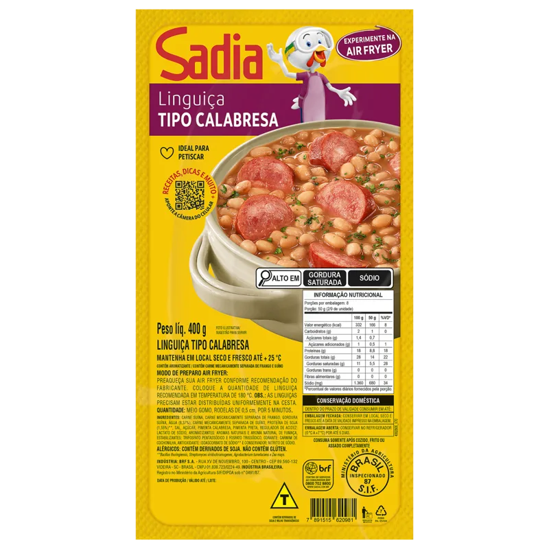 LING. CALABRESA SADIA 400G CX 4,8KG — Sadia