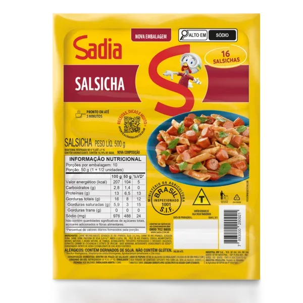 Salsicha Tradicional 16 Unidades Sadia 500g -Caixa c/10 — Sadia