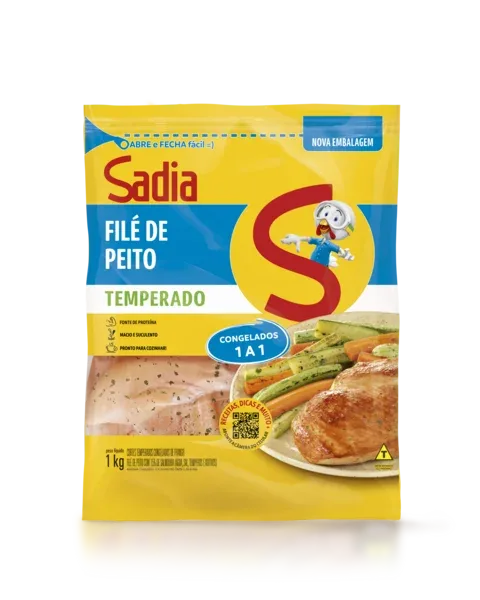 Filé de Peito de Frango Temperado sem Pele sem OssoSadia 1kg -Caixa c/8 — Sadia