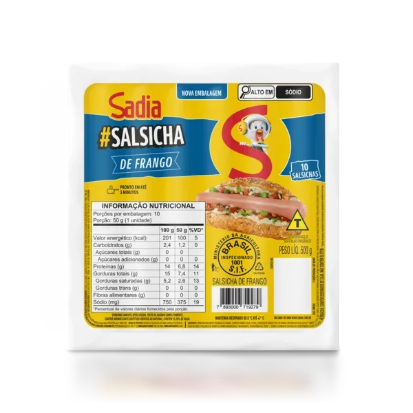 Salsicha de Frango Sadia 500g -Caixa c/12 — Sadia