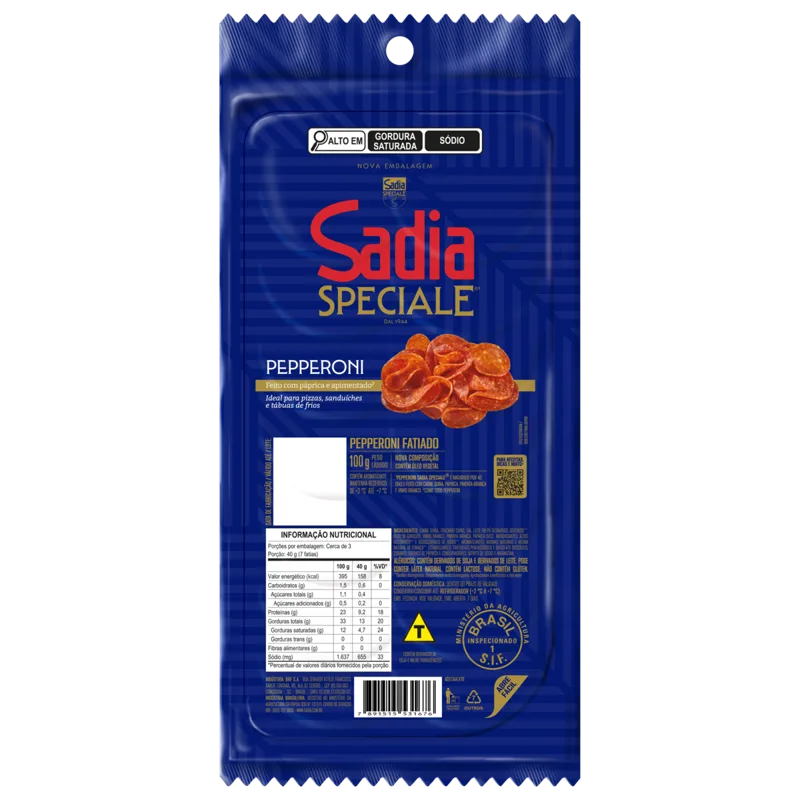 Salame Pepperoni Fatiado Sadia 100g -Caixa c/30 — Sadia