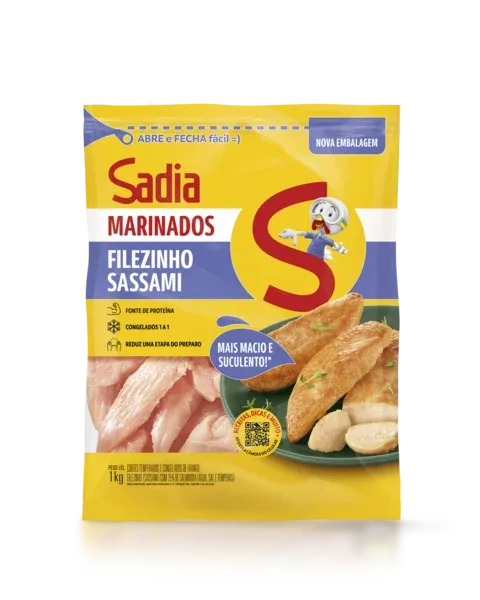 Filezinho Sassami de Frango Temperado Sadia Marinados 1kg -Caixa c/12 — Sadia