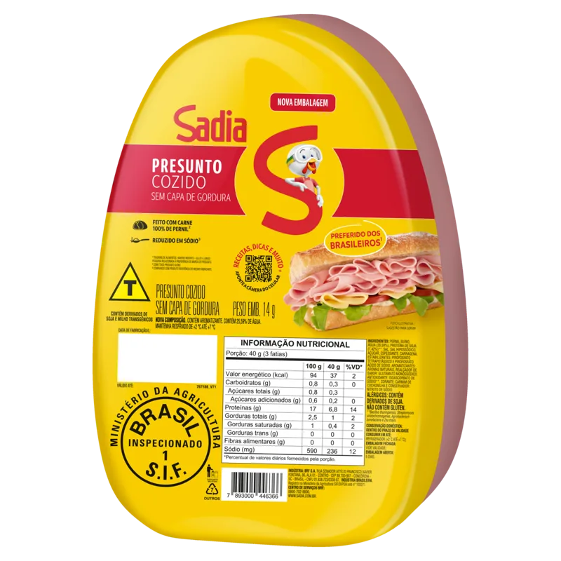 Presunto Cozido sem Capa de Gordura Sadia 3,4kg -Caixa c/2 — Sadia