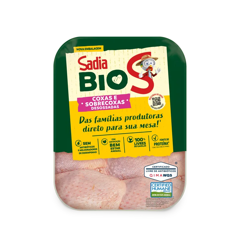 Coxa com Sobrecoxa de Frango sem Osso Sadia Bio 1kg -Caixa c/12 — Sadia Bio
