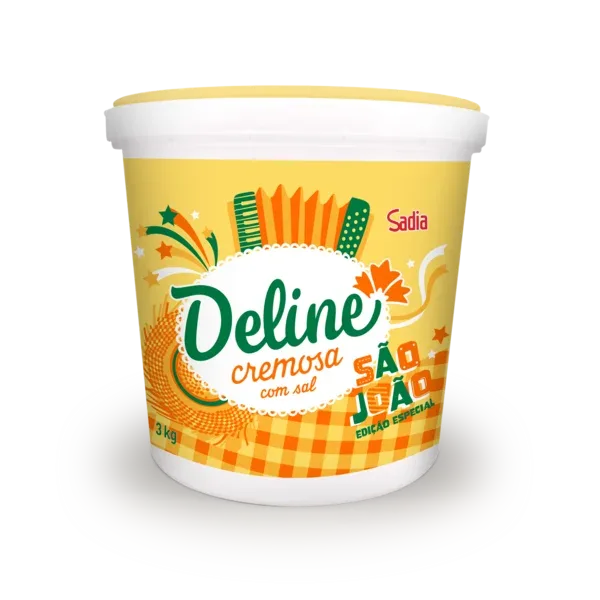 Margarina Cremosa com Sal 60% de Lipídios Deline Balde 3kg -Caixa c/6 — Deline