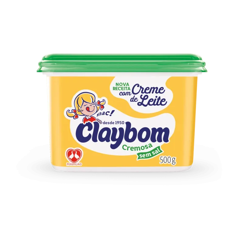Margarina Cremosa sem Sal Claybom Pote 500g -Caixa c/12 — Claybom