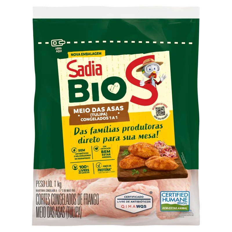 Meio da Asa de Frango Sadia Bio 1kg -Caixa c/12 — Sadia Bio