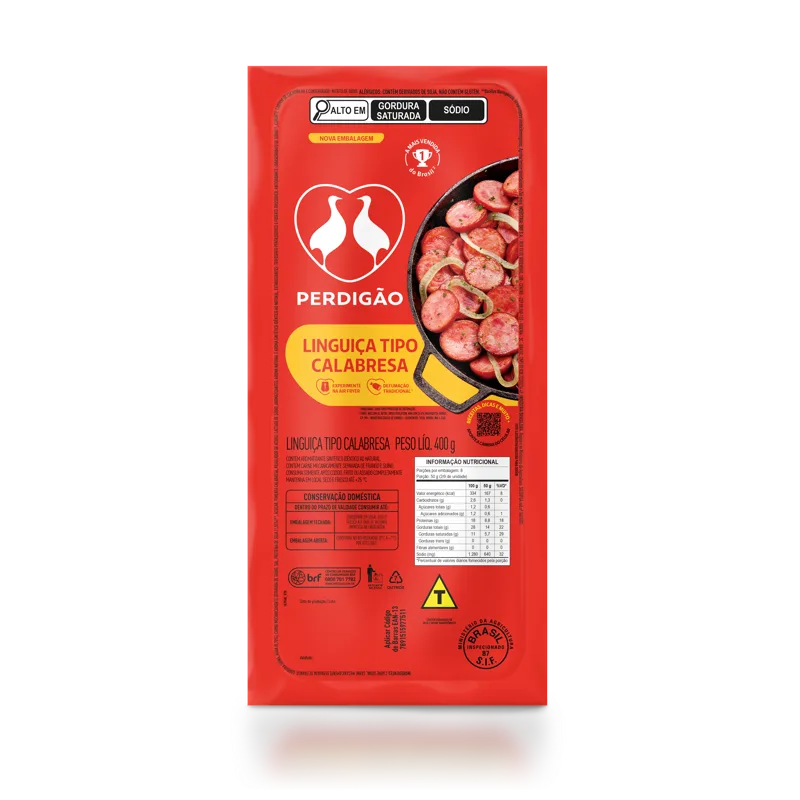 Linguiça Tipo Calabresa Defumada Perdigão 400g -Caixa c/10 — Perdigão