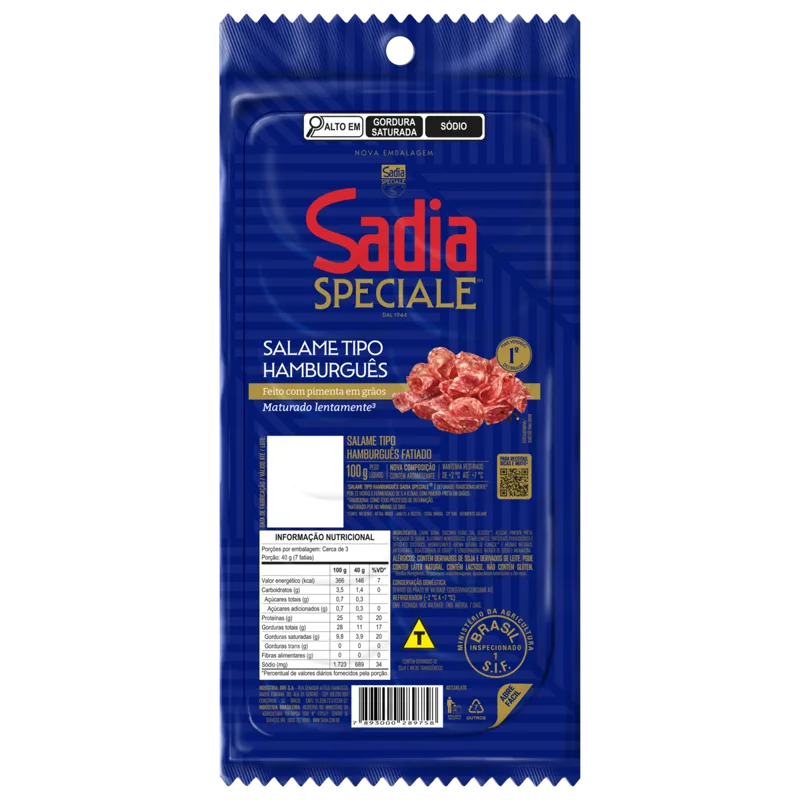 Salame Hamburguês Fatiado Sadia Caixa 3Kg — Sadia