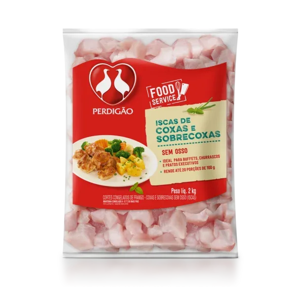 Coxa e Sobrecoxa de Frango Iscas c/ pele s/ osso Perdigão 2kg -Caixa c/6 — Perdigão