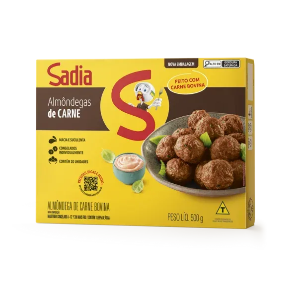 Almondega Bovina ao Sugo Congelada Sadia 500g -Caixa c/6 — Sadia