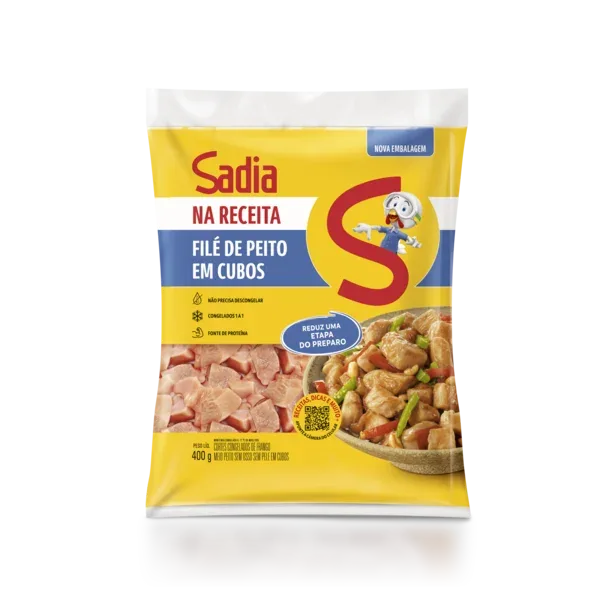 Peito de Frango em Cubos s/ Pele e Osso Sadia na Receita 400g -Caixa c/12 — Sadia