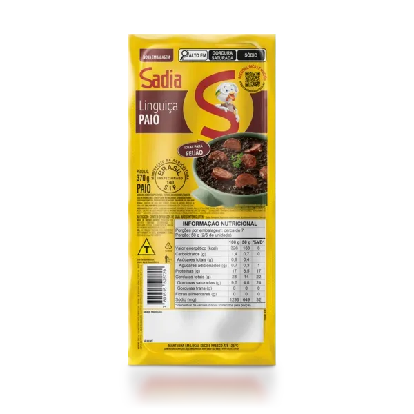 Linguiça Paio Defumada Sadia 370g -Caixa c/24 — Sadia