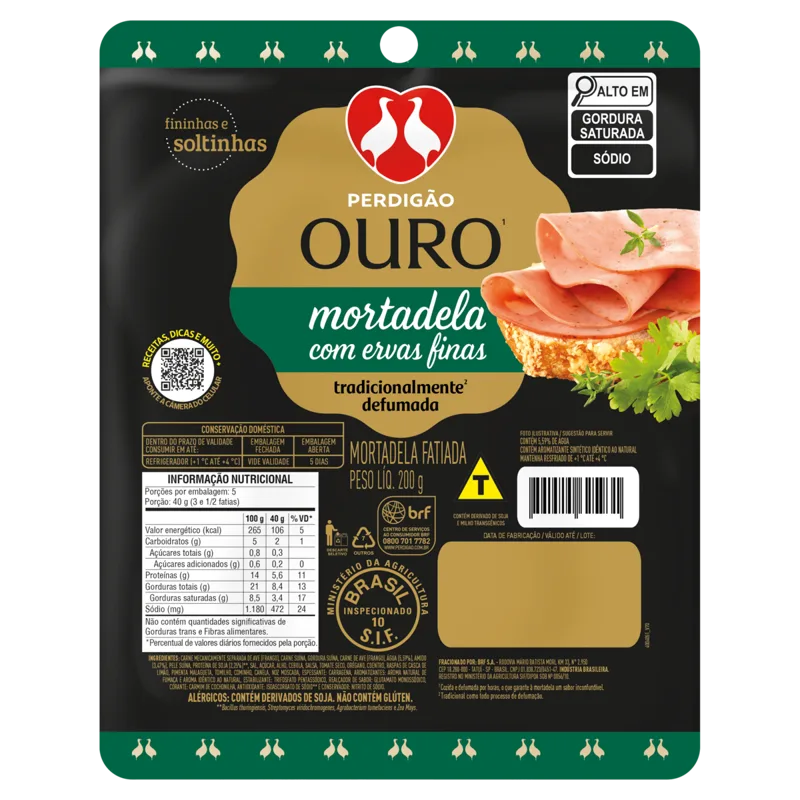 Mortadela Fatiada Perdigão Ouro com Ervas Finas 200g -Caixa c/20 — Perdigão Ouro