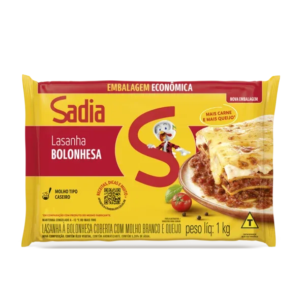 Lasanha Bolonhesa Sadia Embalagem Econômica - 1kg -Caixa c/4 — Sadia