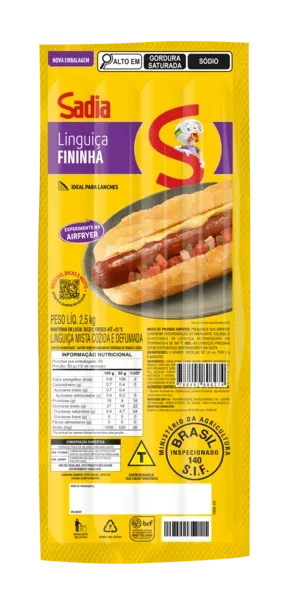 Linguiça Mista Defumada Fininha Sadia 2,5kg -Caixa c/8 — Sadia