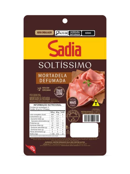 Mortadela Defumada Fatiado Soltíssimo Sadia 200G -Caixa c/21 — Sadia