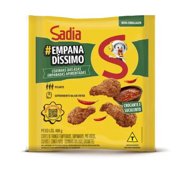 Coxinhas da Asa Empanada Apimentada Sadia 400G  -Caixa c/14 — Sadia