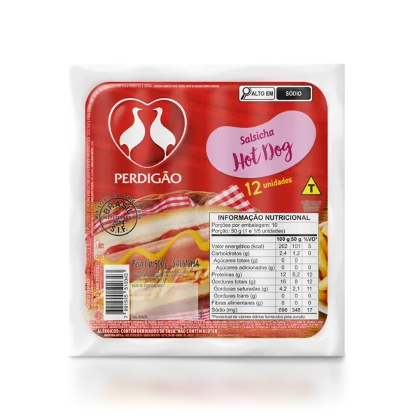 Salsicha Hot-Dog sem Corante Perdigão 500g -Caixa c/12 — Perdigão