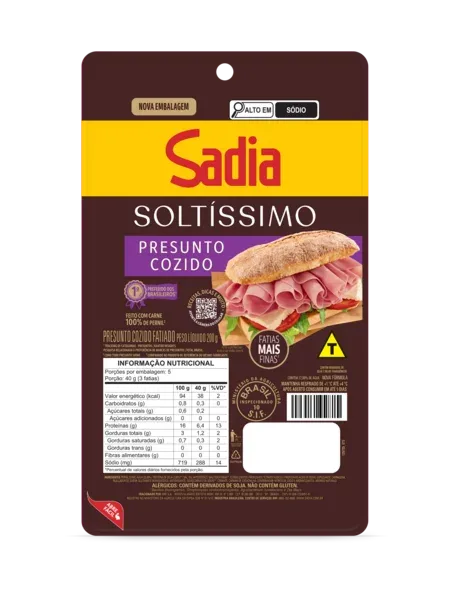 Presunto Cozido Fatiado Soltíssimo Sadia 200G -Caixa c/21 — Sadia