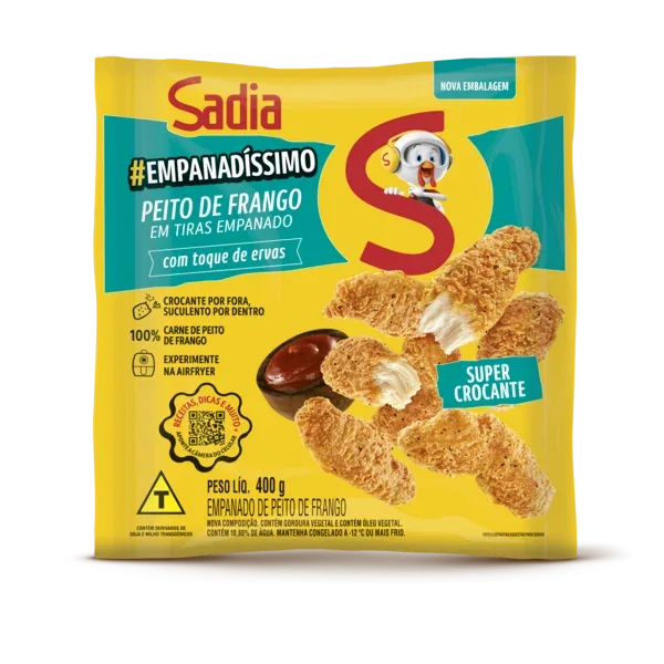 Peito de Frango Empanadíssimo Temperado Sadia 400g -Caixa c/10 — Sadia